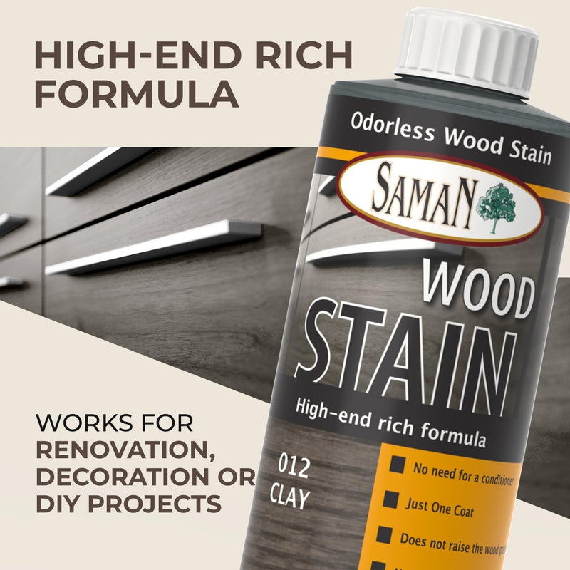 SamaN Interior Water Based Wood Stain - Natural Stain for Furniture, Moldings, Wood Paneling, Cabinets (Clay TEW-012-12, 12 oz) - Image 2